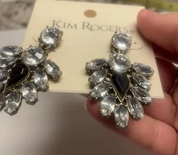 kim rogers NWT Pierced Dangle Drop Earrings Gold Tone Metal Rhinestone