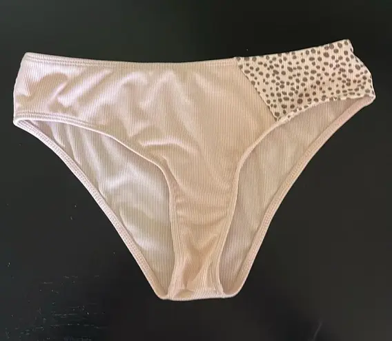 Beige & Black 2 Piece Ribbed Wrap V Neck Colorblock Criss Cross Tie Bac… Size M