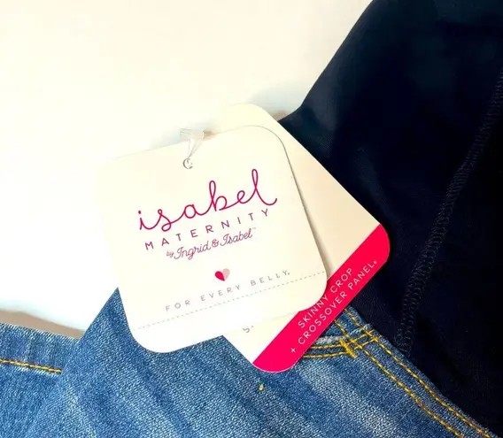 Isabel Maternity Crossover Panel Skinny Crop Blue Jeans with Power Stretch. New!
