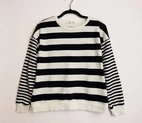 Workshop Republic Clothing Navy & White Striped Crewneck Sweater By Womens L/G C