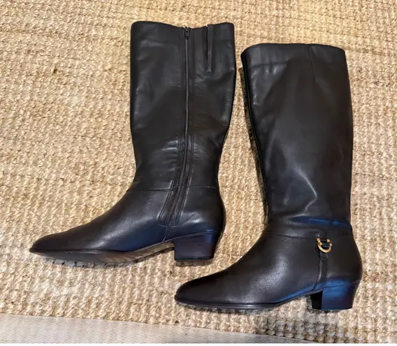 Selby ComfortFlex Brown Leather Riding Boots Low Heel Women’s 7M Brazil Size 7