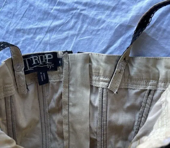 Tripp NYC Vintage Women's Corset Sz M Tank Top Black Brown Lace Up Zip Cotton