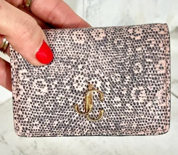 Jimmy Choo Myah Ballet Pink Lizard Print Leather Bi-fold Wallet With Jc Logo - Image 4