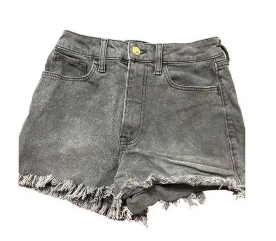 Hollister  Ultra High Rise Mom Black Jean Shorts 3" Womens Black Raw Hem Sz 0