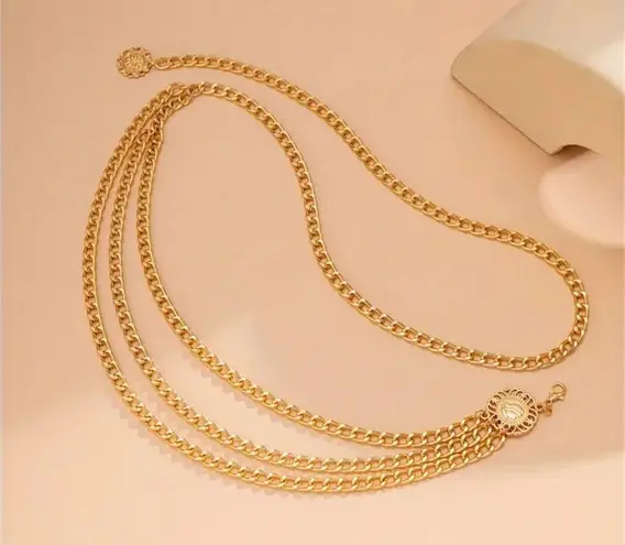 Golden Plated Tassel Belt Chain Elegant Alloy‎ Accessory Versatile Style Gold