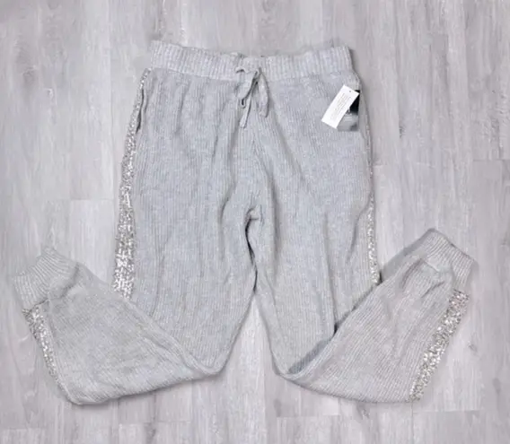 Gray Sweater Knit Sequined Jogger Pants XL - Image 1
