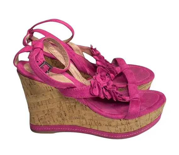 Pierre Cardin Vintage 90s: π Embellished Suede Cork Platform Heels π Pink