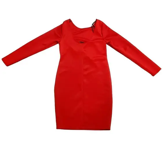 Kardashian Kollection L Classic Bodycon Dress Long Sleeve True Red Classiccore