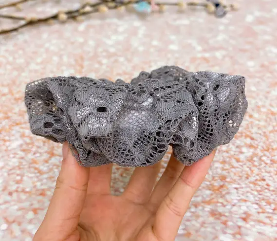 CHUBBY Scrunchies Gray Floral Lace Thick Scrunchie Hair Accessories Hair Tie