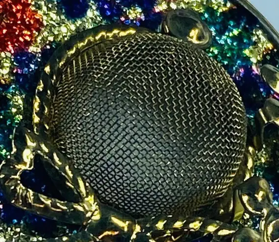 Lady's Hat Shaped Pin Brooch Multicolor Enamel Gold Tone Bow Flowers Vintage