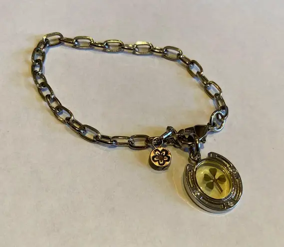 High Intensity Bracelet Lucky Charm 4 leaf clover, horse shoe, Silver, 7” Silver