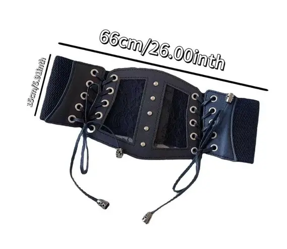 Goth Gothic Alternative Corset Belt Lace Floral Black