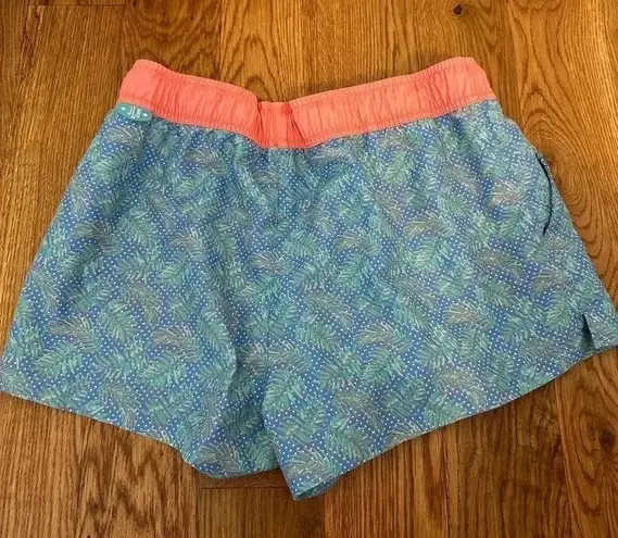 Jadelynn Brooke Palm Leaf Running Athletic Shorts size Large Pink Blue Green