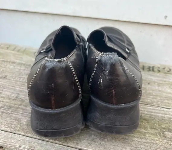 Vintage 90s Y2K LEI Brown Chunky Platform Clogs Faux Strap Size 11