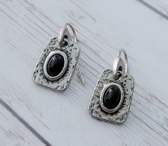 Lia Sophia Dolce Dangle Earrings - Black and Antiqued Silver Tones