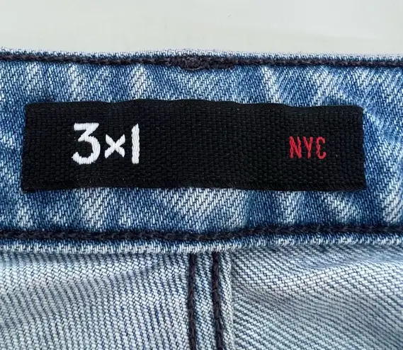 3x1 jeans size 27 blue high waisted cropped frayed mom