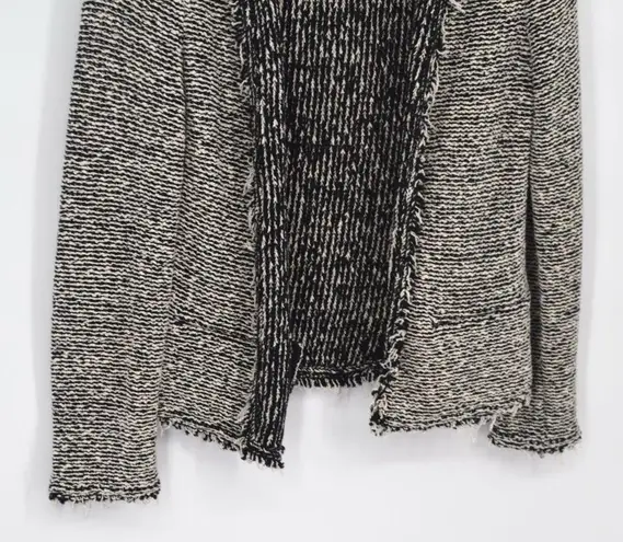 IRO Azure Fringe Blazer Jacket Open Front in Tweed Black and White Women's 38 M