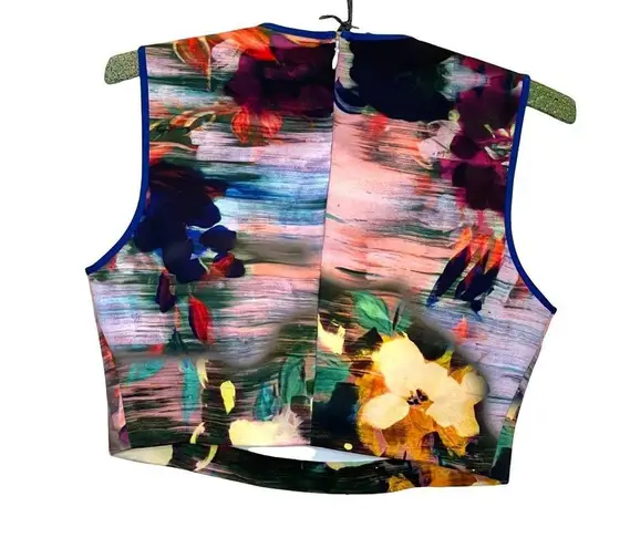 Clover Canyon Floral Neoprene Sleeveless Crop Top - blue Multi Size L