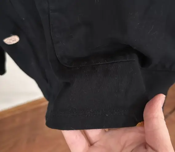 Eshakti Custom Black Dress polka dot embroidered V-neck loose tunic