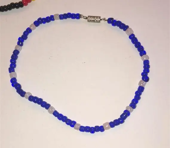 9” Ankle Bracelets Lot of 3 Black Red Yellow, Blue & Jasper Stone 925 Clasp