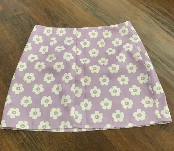 Purple Floral Mini Skirt Size L