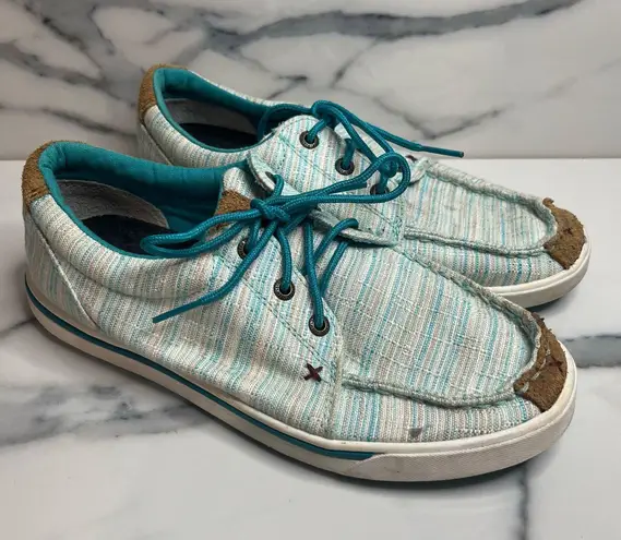 Twisted X Women's Teal Stripe Canvas Casual Hooey Loper Sneakers Shoes Sz 7