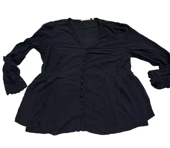 Soft Surroundings Black Long Sleeve Chiara Blouse Tunic Top size Medium