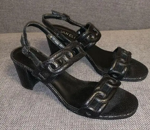 VanEli black heeled Sandals, size 8.5, approx 2 inch chunky heels