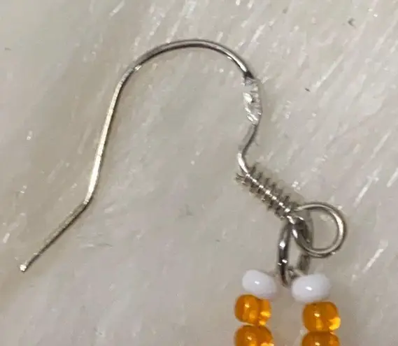 Native American Beaded Tassel Earrings Orange