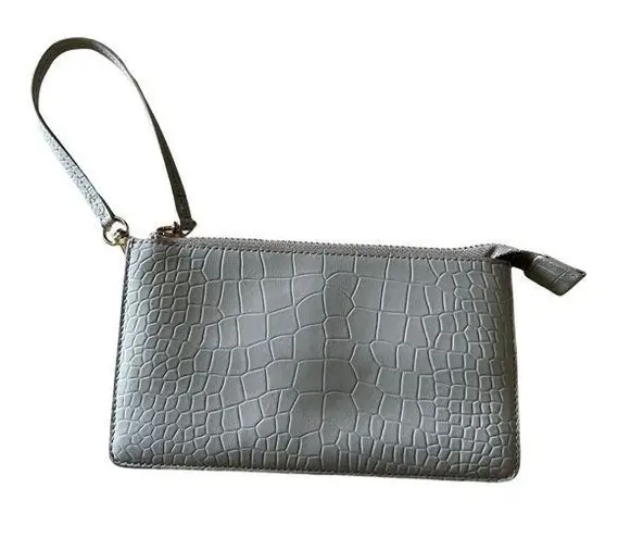Vash Polaris Flat Wristlet in Cream Croc