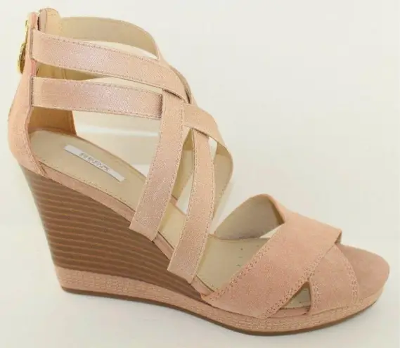 Geox D Sibilla Powder Pink Suede Wedge Heels 9.5