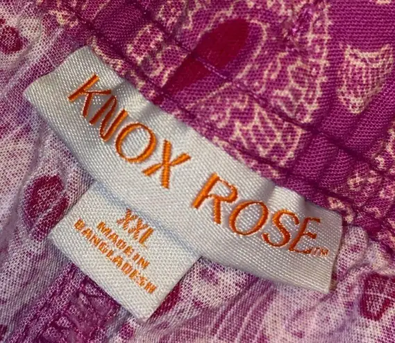 Knox Rose  Wide Leg, Elastic Drawstring Waistband Floral Pink Lounge Pants - XXL