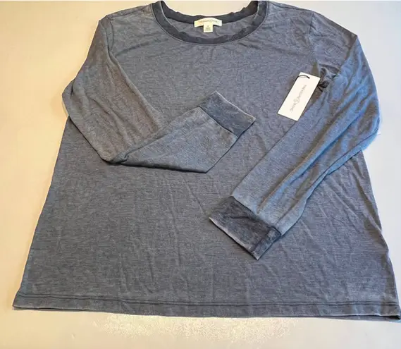 Treasure & Bond Women's Blue Long Sleeve Crew Neck T-Shirt Top