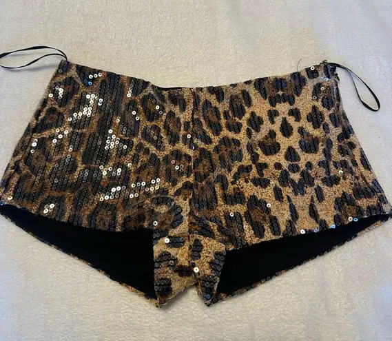 Edikted Leopard Sequin Micro Shorts