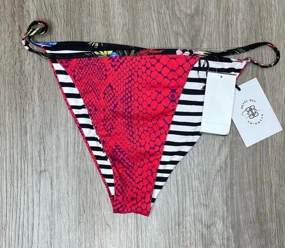 Revel Rey Women's Snakeskin/Stripe Graphite Revel Reversible Bikini Bottom sz L Size L
