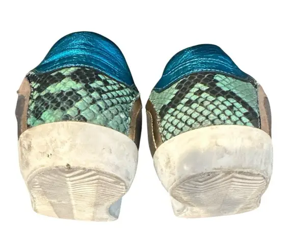 Zadig & Voltaire PARIS LEATHER MULTI PYTHON SNAKESKIN DISTRESSED SNEAKERS 40
