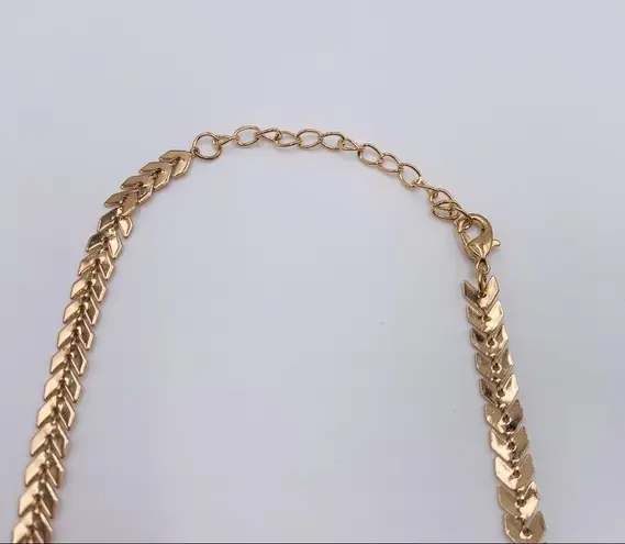NWT Boho Golden Arrow Leaf V Link Choker Necklace