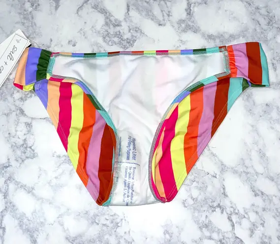 Salt + Cove New Cabana Stripes Shirred Tab Side Hipster Bikini Bottom Size Large