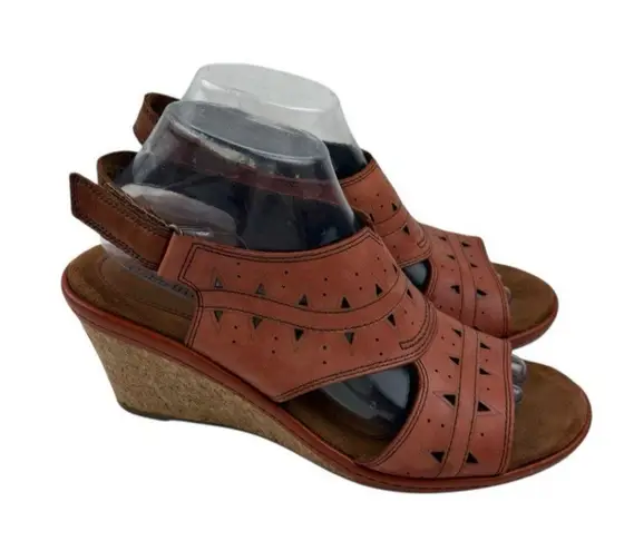 Cobb Hill Rockport Janna Slingback Wedge Sandal Womens 9 Comfort Coastal Grandma Orange