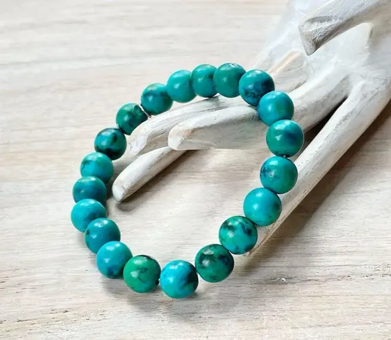 Vivid Stone Stretchy Beaded Bracelet Green