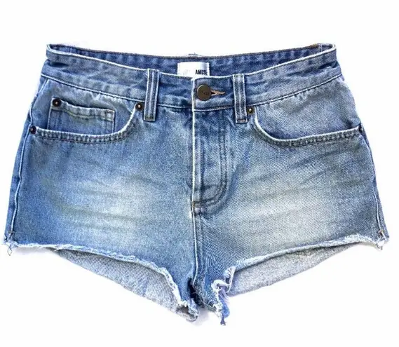 Amuse Society Distressed Easton Light Wash Denim Jean Shorts - Cheeky HiWaist 25