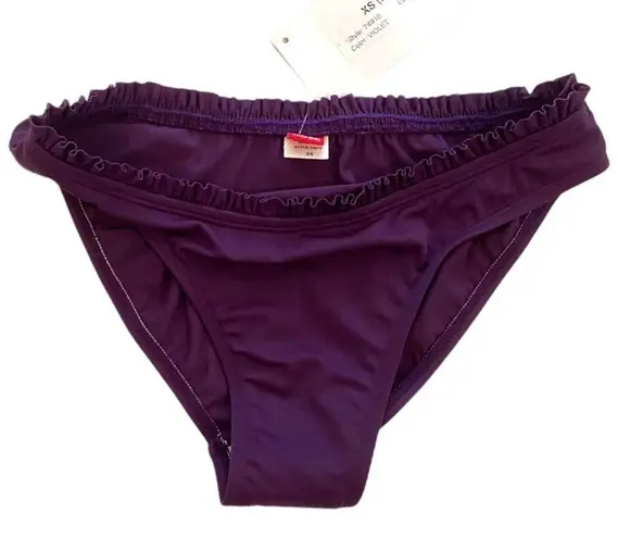 AERIN ROSE Violet Purple Ruffle Trim Bikini Bottoms Size XS