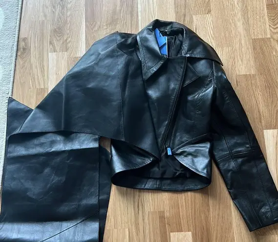 NWT H&M x Mugler Leather Jacket with Scarf Size XS