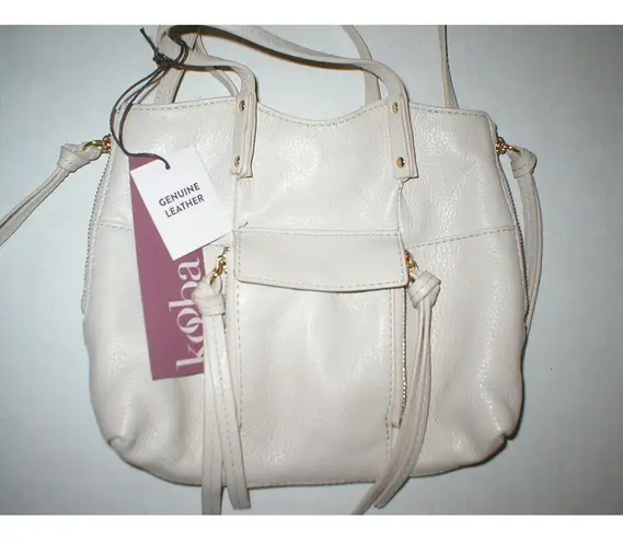 Kooba Leather Handbag Bag Stone Logo New NWT Womens Cross body Beige Mini Everet