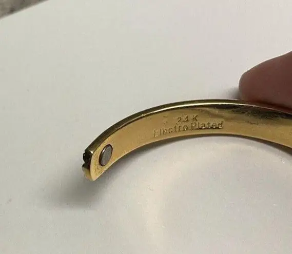 24K Gold Electro Plated Women’s Metal Costume Bangle Bracelet Two Tone