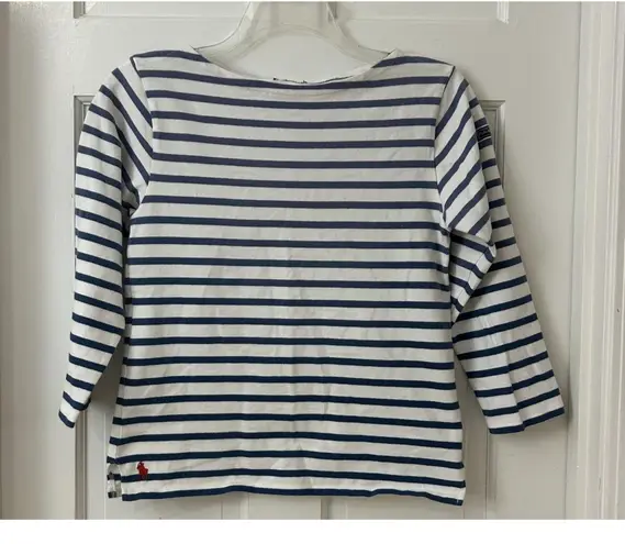 Polo RL&Co Ralph Lauren Sz S/M? Blue Striped Boatneck Nautical Sailor Top Preppy