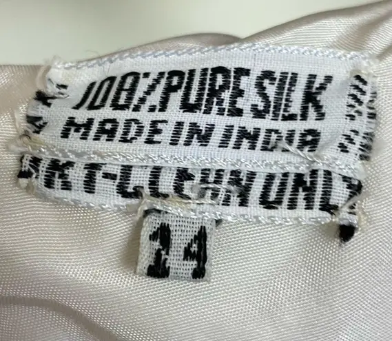 Vintage 1970s Beaded Dress Silk Couture Jacket Lace Elegant Navy White Scalloped Size 14