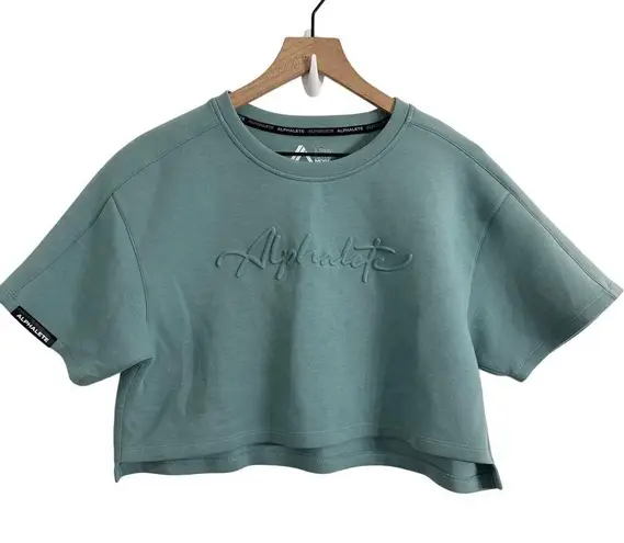 Alphalete Woman’s ELMTS Short Sleeve Crop Top Teal Blue Size Small