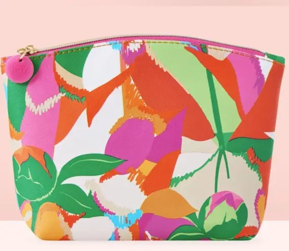 Ipsy  Glam Bag Makeup Cosmetics Bag Purse Clutch Zipper, Colorful Floral — NEW