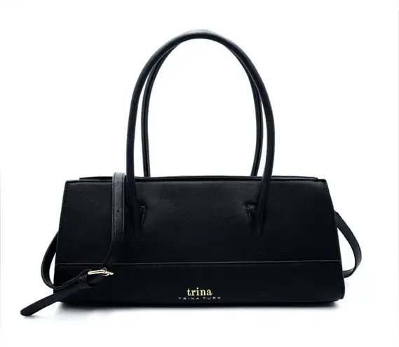 Trina Turk Black Satchel With Crossbody Strap Gold Hardware NWT